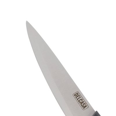 Delcasa 7.5" Chef Knife- Dc2952| With Razor Sharp Stainless Steel Blades And Polymer Plastic Handle| 100% Food-Grade, Suitable For Dining Table, Home And Restaurant| Perfect For Cutting Meat, Dicing Vegetables, Slicing Herbs, Chopping Nuts, Etc.| Silver And Black