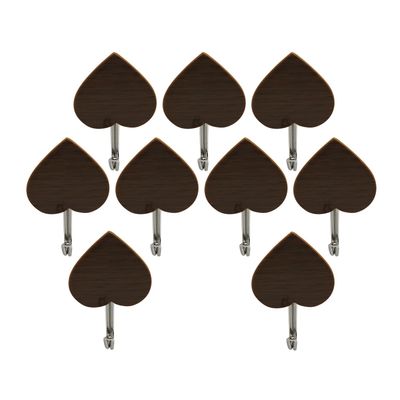 Delcasa Sticky Hook- Dc2968| Pack Of Nine, Maximum Capacity: 3.0 Kg, Inverted Heart-Shaped Hook For Clothes, Hats, Scarves, Kitchen Supplies, Etc.| Multi-Purpose Sticky Hook, Easy To Install| Brown