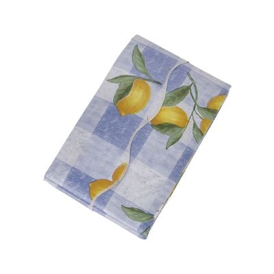 Delcasa Table Cloth- Dc3013/ 137X183 Cm, Square Shape, Waterproof Sheet With Heat Resistant And Washable Design/ Peva Construction, Perfect For Home, Kitchen, Restaurants, Etc., Lemon Pattern/ Blue And Yellow