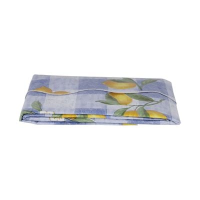 Delcasa Table Cloth- Dc3013/ 137X183 Cm, Square Shape, Waterproof Sheet With Heat Resistant And Washable Design/ Peva Construction, Perfect For Home, Kitchen, Restaurants, Etc., Lemon Pattern/ Blue And Yellow