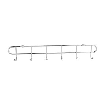 Delcasa Metal Hook Wall Hanger- Dc3038/ 6 Hooks Hanging Rod, Wall-Mounting Design For Clothes, Hats, Scarves, Kitchen Supplies, Etc./ Multi-Purpose Use/ Easy To Install, Anti-Rust/ Silver