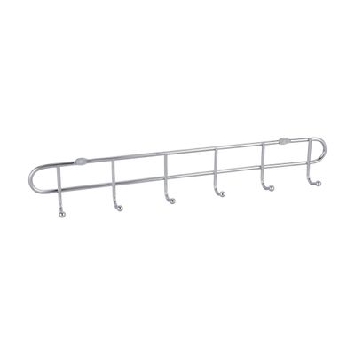 Delcasa Metal Hook Wall Hanger- Dc3038/ 6 Hooks Hanging Rod, Wall-Mounting Design For Clothes, Hats, Scarves, Kitchen Supplies, Etc./ Multi-Purpose Use/ Easy To Install, Anti-Rust/ Silver