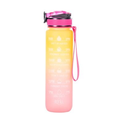 Delcasa 900 Ml Water Bottle- Dc3133/ With Volume Tracker, Plastic Bottles With Push Button Lid / Perfect For School, Office And Gym/ Leak-Proof And Eco-Friendly, Food-Grade And Elegant Design/ Blue And Pink