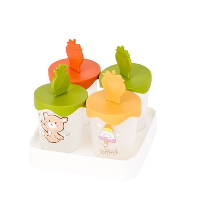 Delcasa Ice Cream Mold- Dc3137/ 4 Pieces, Plastic Reusable Popsicle Molds For Freezer With Base Tray, Quick Release Ice Pop Maker, Homemade Popsicles, Durable, Easy To Use/ Perfect For Pops, Gummies, Ice Cream Bars, Sweets/ Multicolor