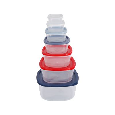 Delcasa Square Plastic Food Storage Container- Dc3047/ Pack Of 7 Containers, 170 Ml, 300 Ml, 615 Ml, 1025 Ml, 1800 Ml, 2900 Ml, 5000 Ml, Storage Box For Food, Leftover, Marinades, Dough, Etc., For Kitchen Organization/ Multicolor With Transparent Body Delcasa Square Plastic Food Storage Container- Dc3047/ Pack Of 7 Containers, 170 Ml, 300 Ml, 615 Ml, 1025 Ml, 1800 Ml, 2900 Ml, 5000 Ml, Storage Box For Food, Leftover, Marinades, Dough, Etc., For Kitchen Organization/ Multicolor With Transparent Body
