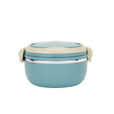 Delcasa 1500 Ml Lunch Box - Dc3092/ With 2 Layers, Round Tiffin With Stainless Steel Inner/ 100% Food-Grade, Bpa-Free, Airtight And Leakproof Container For Kids And Adults, To Keep Food Fresh/ Compact, Portable Design With Handle/ Green