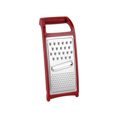 Delcasa Stainless Steel 3-In-1 Flat Grater- Dc3188/ With Abs Frame, Tpr Bottom, Gripped Handle, Light-Weight And Compact Design/ Dishwasher Safe, Multiple Grating Style, Suitable For Any Kind Of Grating Fruits, Vegetables, Cheese, Etc./ Silver And Maroon