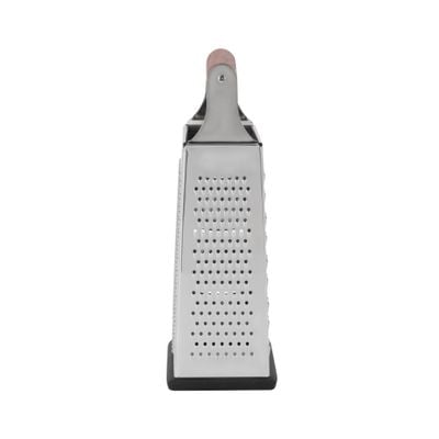 Delcasa Stainless Steel 4-Sided Grater- Dc3189/ With Wooden Handle, Light-Weight And Compact Design/ Classic, Dishwasher Safe, Multiple Grating Style, Suitable For Any Kind Of Grating Fruits, Vegetables, Cheese, Etc./ Silver 