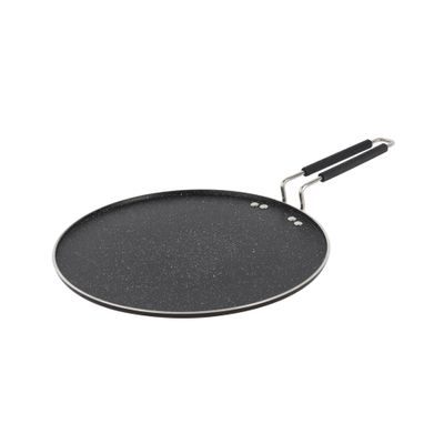 Delcasa 28.5 Cm Smart Tawa- Dc3191/ Aluminum Tawa With Granite Non-Stick Coating, For Roti, Chapatti, Dosa, Tortilla, Crepe, Pancake, Etc./ Heat Resistant Handle, Multi-Purpose Flat Skillet Pan, Compatible With Induction, Hotplate, Halogen, Ceramic Gas Types, Pfoa Free And Ptfe Free/ Black