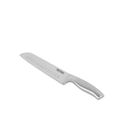 Delcasa 7" Santoku Knife- Dc3194/ With Ultra-Sharp Stainless Steel Blades And Rustproof Handle/ 100% Food-Grade, Suitable For Dining Table, Home And Restaurant/ Perfect For Chopping, Dicing, Mincing, Julienning Thin Slices Of Vegetables And Meats/ Silver