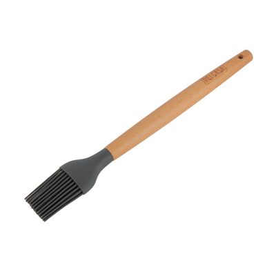 Delcasa Oil Brush- Dc3171/ Silicone Head With A Wooden Handle, Perfect For Grilling, Brushing Glaze, Sauces, Dressings, Baking/ Strong, Sturdy And Durable Construction/ Brown And Black