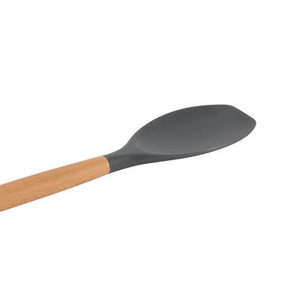 Delcasa Silicone Rice Spoon- Dc3172/ With Wooden Hand, Ideal For Serving, Mixing, Baking, Stirring And Cooking Curry, Sauces, Pasta, Etc./ With A Comfortable Handle, Elegant And Lightweight Design, Food-Grade/ Black And Brown