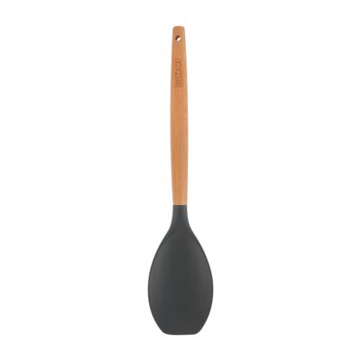 Delcasa Silicone Rice Spoon- Dc3172/ With Wooden Hand, Ideal For Serving, Mixing, Baking, Stirring And Cooking Curry, Sauces, Pasta, Etc./ With A Comfortable Handle, Elegant And Lightweight Design, Food-Grade/ Black And Brown