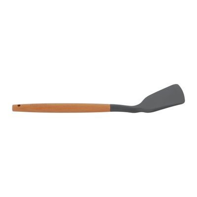 Delcasa Silicone Turner- Dc3174/ With Wooden Handle, Perfect For Flipping, Transferring And Tossing, Suitable For Non-Stick Cookware/ Elegant And Lightweight Design, Foodgrade Kitchenware/ Black And Brown