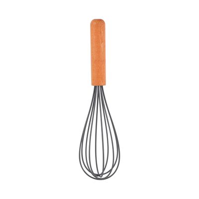 Delcasa Silicone Whisk- Dc3175/ With A Comfortable Wooden Handle And Heat Resistant Grip /Manual Whisks, Used For Eggs, Sauces, Cream/ For Kitchen Use And Non-Stick Cookware, Light-Weight And Highly Durable/ Black And Brown