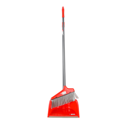 Delcasa Dustpan With Brush-Dc3283/ Broom Stick With Pan, Stiff Bristles, Split Ends And Comfortable Grip/ Multi-Purpose Cleaning Tool Perfect For Home, Kitchen, Office Use/ Highly Durable, Light-Weight And Elegant Design/ Red