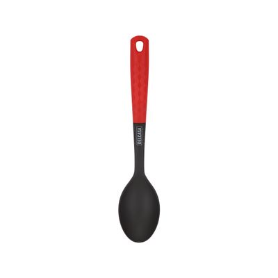 Delcasa Nylon Serving Spoon- Dc3224/ With Pp Handle, Ideal For Cooking And Serve Food, Curry, Rice/ Diamond Finish Kitchen Utensils For Nonstick Pans And Cookware/ Sturdy, Lightweight And Heat Resistant/ Black And Red