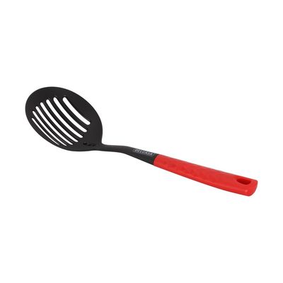 Delcasa Nylon Skimmer- Dc3225/ With Stylish Long Diamond Finish Handle, Ideal For Cooking, Drain And Serving Food/ Food-Grade, Elegant And Lightweight Design/ Black And Red