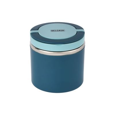 Delcasa 630 Ml Single Layer Lunch Box- Dc3211/ Round Tiffin With Stainless Steel Inner/ Food-Grade, Bpa-Free, Airtight And Leakproof Container For Kids And Adults, To Keep Food Fresh/ Compact, Portable Design With Handle/ Blue