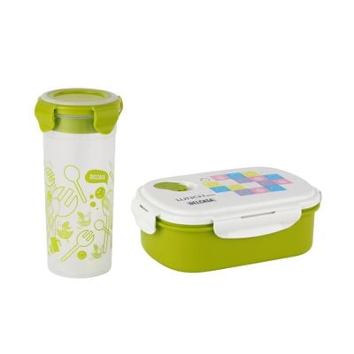 Delcasa Lunch Box And Water Bottle Set- Dc3216/ 950 Cm Tiffin And 650 Ml Bottles/ Suitable For Schools, Office, Nursery/ Leak-Proof, Easy To Carry And Dishwasher Safe/ Non-Toxic, Tasteless And Durable