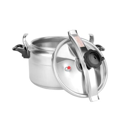 Delcasa 5 Liters Aluminum Pressure Cooker- Dc3199/ Equipped With Advanced Safety Features, Valve And Harmless Silicone Ring And Clip-On Lid/ Durable Construction With Firm And Comfortable Handles, One Hand Operation/ Compatible With Gas, Hotplate, Ceramic And Halogen Cooktops/ Silver