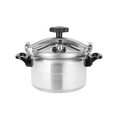 Delcasa 5 Liters Aluminum Pressure Cooker- Dc3199/ Equipped With Advanced Safety Features, Valve And Harmless Silicone Ring And Clip-On Lid/ Durable Construction With Firm And Comfortable Handles, One Hand Operation/ Compatible With Gas, Hotplate, Ceramic And Halogen Cooktops/ Silver