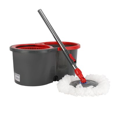 Delcasa Shine Sweep 16 L Spin Easy Mop- Dc2960/ 360-Degree Rotating Mop Head, Adjustable Height And 100% Micro Fiber/ No Spill And Damage To Floor, Perfect For Home, Office, Hospitals/ Black And Red