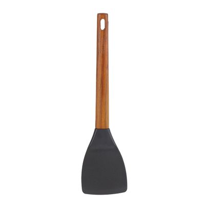 Delcasa Nylon Solid Turner- Dc3153/ With Wooden Handle, Stylish And Long, Perfect For Flipping, Transferring And Tossing, Suitable For Non-Stick Cookware/ Elegant And Lightweight Design, Foodgrade Kitchenware/ Black And Brown