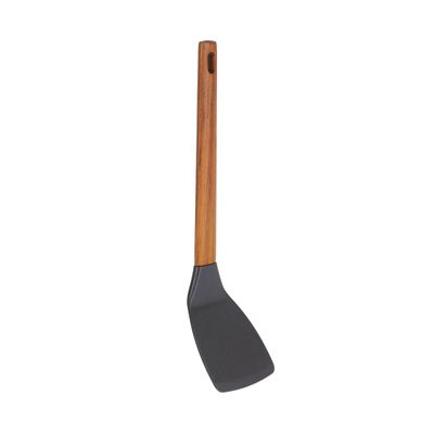 Delcasa Nylon Solid Turner- Dc3153/ With Wooden Handle, Stylish And Long, Perfect For Flipping, Transferring And Tossing, Suitable For Non-Stick Cookware/ Elegant And Lightweight Design, Foodgrade Kitchenware/ Black And Brown