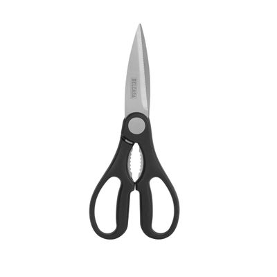 Delcasa 8" Kitchen Scissors- Dc3198/ 2-In-1 Design, With Stainless Steel And Pp Handle, Dishwasher Safe/ Perfect For Cutting Meat, Poultry, Fish, Packages, Nut Cracker/ Black