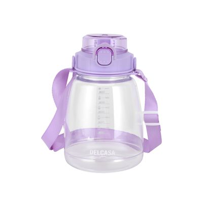 Delcasa 1200 Ml Kid'S Water Bottle- Dc3248/ With Straw, Safety Lock And Push Button Lid For Kids And Toddlers/ 100% Food-Grade, Non-Toxic, Odorless With Durable And Leak-Proof Plastic Construction/ Light-Weight, Attractive/ Purple, Transparent Body