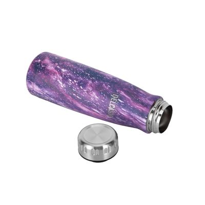 Delcasa 500 Ml Stainless Steel Vacuum Bottle- Dc3289/ Hot And Cold Compatible, Preserves The Flavor And Freshness, Unbreakable/ Portable, Leak-Resistant And Light-Weight/ Suitable For Indoor And Outdoor Use/ Purple, Galaxy Themed