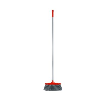 Delcasa Floor Broom With A Metal Stick- Dc3369/ Large And Wide Head With Angled Bristles/ Compatible With All Floor Types/ Ideal For Sweeping And Cleaning Room, Bathroom, Kitchen/ Highly Durable, Light-Weight And Elegant Design/ Red And Black