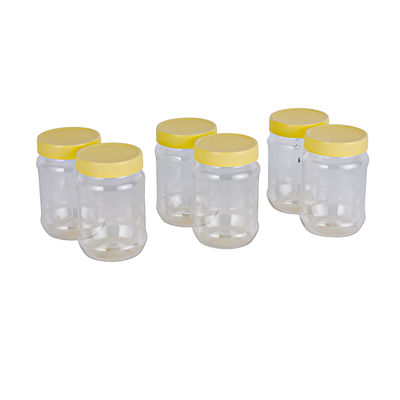 Delcasa Round Pet Jar Set- Dc3315/ 1000Ml, Pack Of 4 Airtight Storage Containers/ Transparent Jars For Pulses, Cereals And Spices/ Plastic Canister Kitchen Accessories For Organization / Clear Body