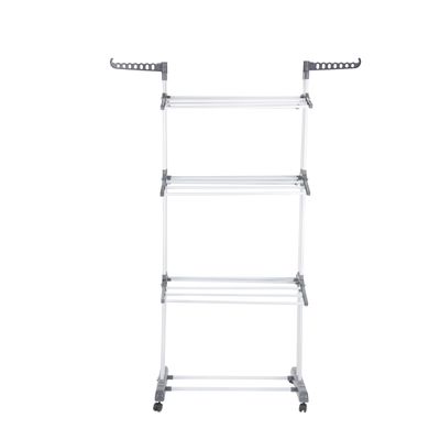 Delcasa 3 Tier Garment Rack- Dc3210/ Layer Cloth Dryer With 22 M Drying Space, 15 Kg Capacity, Rustproof Carbon Steel With Pp Rods, Foldable, Sturdy, Sleek, Compact And Heavy Storage/ Perfect For Home, Apartments, Hostels, Etc. / White 