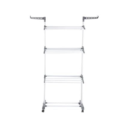 Delcasa 3 Tier Garment Rack- Dc3210/ Layer Cloth Dryer With 22 M Drying Space, 15 Kg Capacity, Rustproof Carbon Steel With Pp Rods, Foldable, Sturdy, Sleek, Compact And Heavy Storage/ Perfect For Home, Apartments, Hostels, Etc. / White 