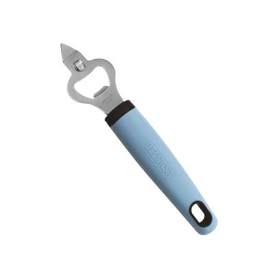 Delcasa Stainless Steel Bottle Opener- Dc3341/ With Pp Handle, Ultra Sharp Edge Blades/ Sturdy Construction And Easy Operation With A Metal Head/ Compact And Lightweight/ Blue And Silver