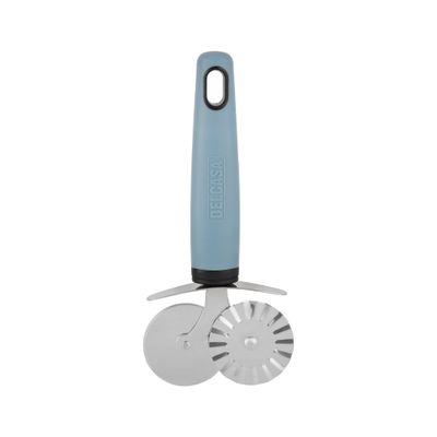 Delcasa Double Pizza Cutter- Dc3344/ 2 Head Cutters With Stainless Steel Head And Pp Handle/ Perfect For Sandwich, Snacks, Breads, Etc./ 100% Food-Grade, Light-Weight And Highly-Durable/ Blue And Silver