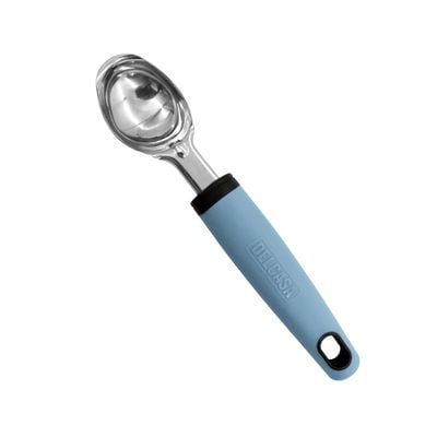 Delcasa Ice Cream Scooper- Dc3347/ Smooth And Sturdy Stainless Steel Scoop With A Pp Handle/ Dessert Hand Spoon For Ice-Cream, Pudding, Desserts, Cookie Dough/ Light-Weight, Highly Durable, For Kitchen Use/ Silver And Blue