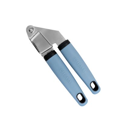 Delcasa Garlic Press- Dc3350/ Stainless Steel Head With A Pp Handle, Ginger-Garlic Crusher, Manual Crushing For Kitchen Use/ Light-Weight, Highly Durable/ Silver And Blue