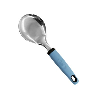 Delcasa Stainless Steel Rice Spoon- Dc3352/ With Pp Hand, Ideal For Serving, Mixing, Baking, Stirring And Cooking Curry, Sauces, Pasta, Etc./ With A Comfortable Handle, Elegant And Lightweight Design, Food-Grade/ Silver And Blue