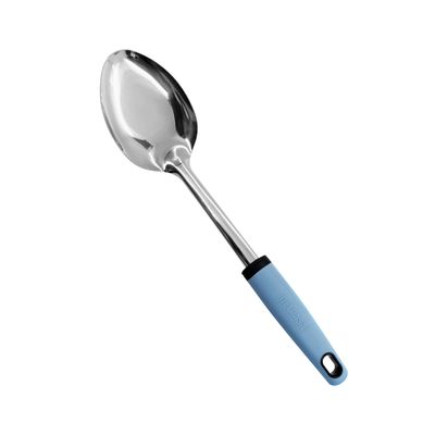 Delcasa Stainless Steel Serving Spoon- Dc3353/ Ideal For Cooking And Serve Food, Curry, Rice/ Food-Grade, Elegant And Lightweight Design, Sturdy And Heat Resistant/ Silver And Blue