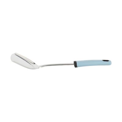 Delcasa Stainless Steel Solid Turner- Dc3356/ With Pp Handle, Stylish And Long, Perfect For Flipping, Transferring And Tossing/ Elegant And Lightweight Design, Foodgrade Kitchenware/ Silver And Blue