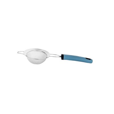 Delcasa Strainer With Pp Handle- Dc3359/ 10 Cm, Stainless Steel Mesh And Rim, Multi-Purpose/ Easy And Comfortable To Hold, Durable And Safe To Use/ Perfect For Tea, Coffee, Juice/ Liquid Strainers For Kitchen Use/ Silver And Blue