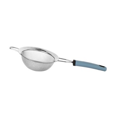 Delcasa Strainer With Pp Handle- Dc3360/ 15 Cm, Stainless Steel Mesh And Rim, Multi-Purpose/ Easy And Comfortable To Hold, Durable And Safe To Use/ Perfect For Tea, Coffee, Juice/ Liquid Strainers For Kitchen Use/ Silver And Blue