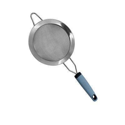 Delcasa Strainer With Pp Handle- Dc3360/ 15 Cm, Stainless Steel Mesh And Rim, Multi-Purpose/ Easy And Comfortable To Hold, Durable And Safe To Use/ Perfect For Tea, Coffee, Juice/ Liquid Strainers For Kitchen Use/ Silver And Blue