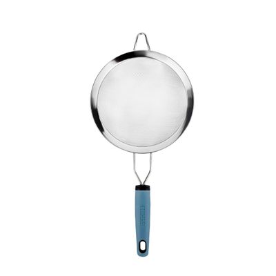 Delcasa Strainer With Pp Handle- Dc3361/ 18 Cm, Stainless Steel Mesh And Rim, Multi-Purpose/ Easy And Comfortable To Hold, Durable And Safe To Use/ Perfect For Tea, Coffee, Juice/ Liquid Strainers For Kitchen Use/ Silver And Blue