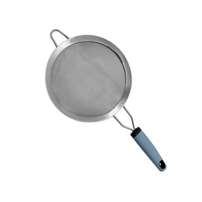 Delcasa Strainer With Pp Handle- Dc3361/ 18 Cm, Stainless Steel Mesh And Rim, Multi-Purpose/ Easy And Comfortable To Hold, Durable And Safe To Use/ Perfect For Tea, Coffee, Juice/ Liquid Strainers For Kitchen Use/ Silver And Blue