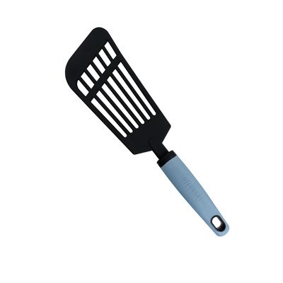 Delcasa Nylon Slotted Turner- Dc3364/ With Pp Handle, Stylish And Long/ Gentle On Cookware, Ideal For Serving, Transferring, Draining And Cooking Food/ Highly Durable, Light-Weight, Versatile Uses/ Black And Blue