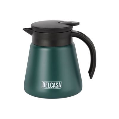 Delcasa 600 Ml Coffee Pot- Dc3279/ Double Wall Vacuum Insulated With Stainless Steel Inner And Sturdy Outer Body/ Keeps Your Drinks Hot Or Cold, Asbestos-Free And Hygienic/ Leak-Proof And Portable Design/ Suitable For Indoor And Outdoor Use/ Green And Black